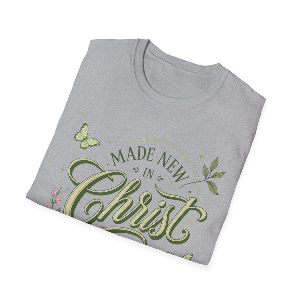 Made New in Christ T-Shirt — Floral Christian Faith Tee (2 Corinthians 5:17)