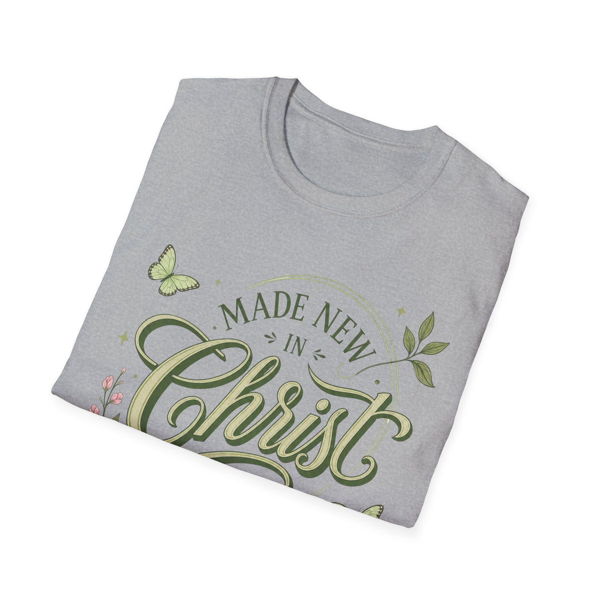 Made New in Christ T-Shirt — Floral Christian Faith Tee (2 Corinthians 5:17)