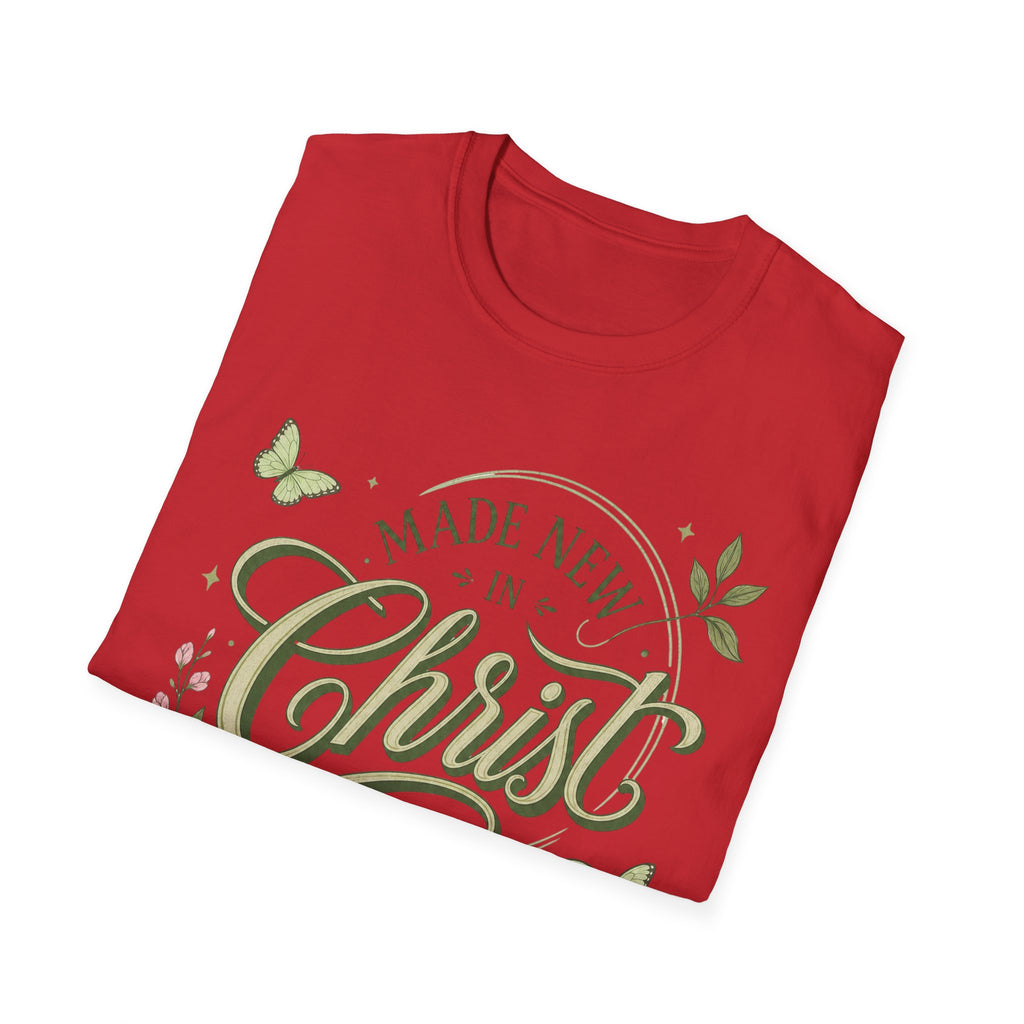 Made New in Christ T-Shirt — Floral Christian Faith Tee (2 Corinthians 5:17)