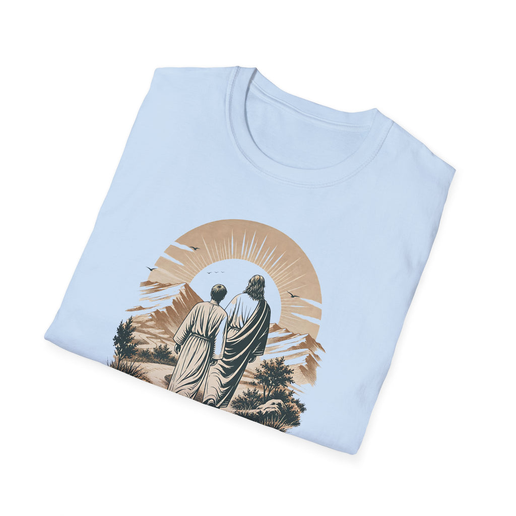 Guided by Grace T-Shirt — Spiritual Christian Tee with Jesus and Angel Illustration