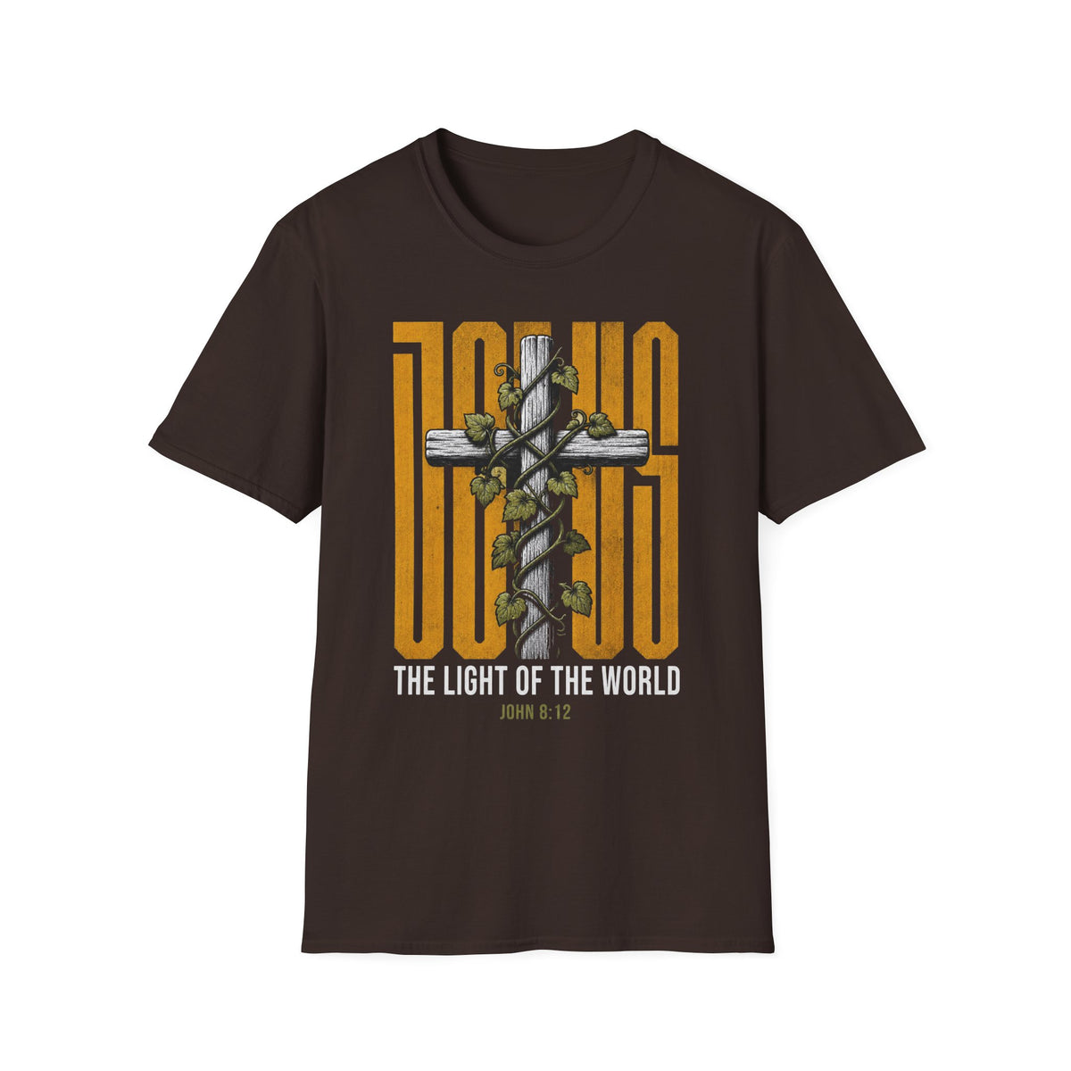 Jesus Cross T-Shirt - "The Light of the World" Christian Faith Tee (John 8:12)