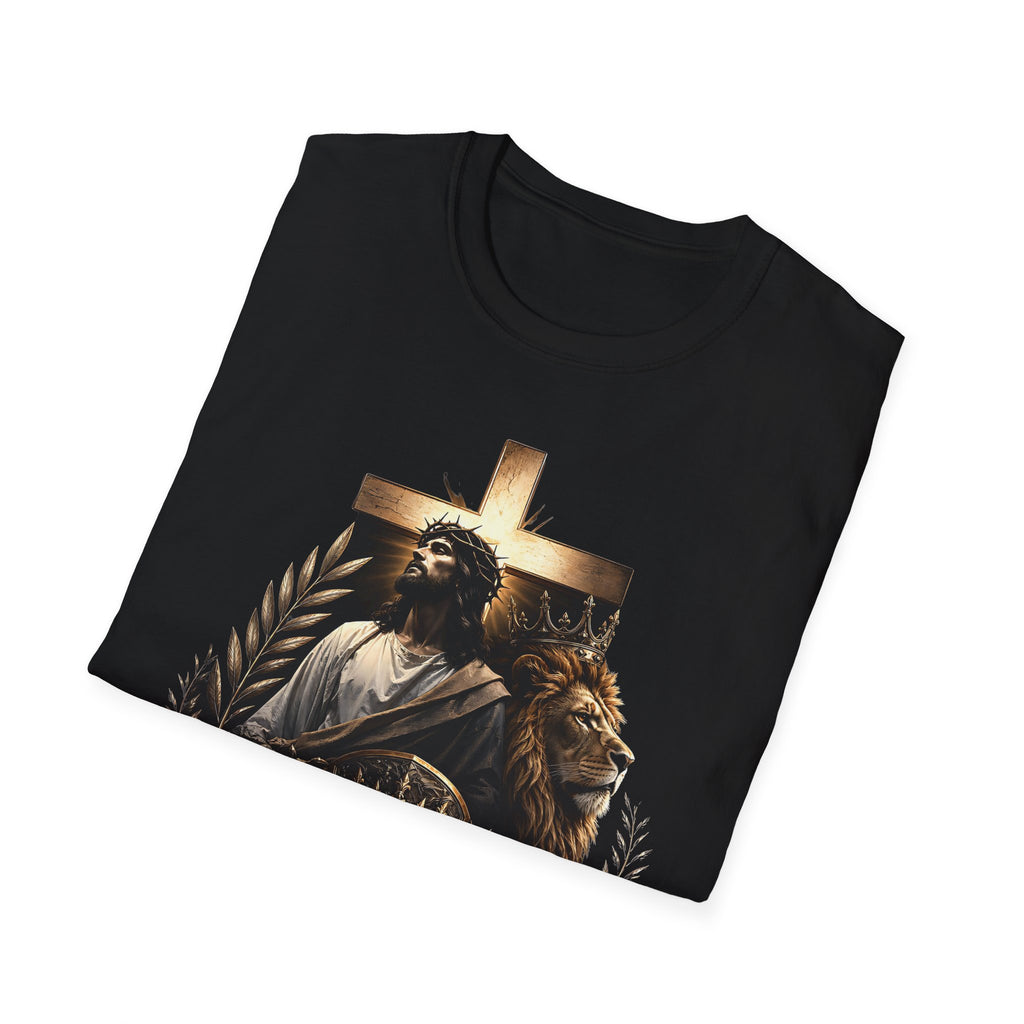 Jesus Is King T-Shirt — Christian Faith Graphic Tee with Cross & Lion Design