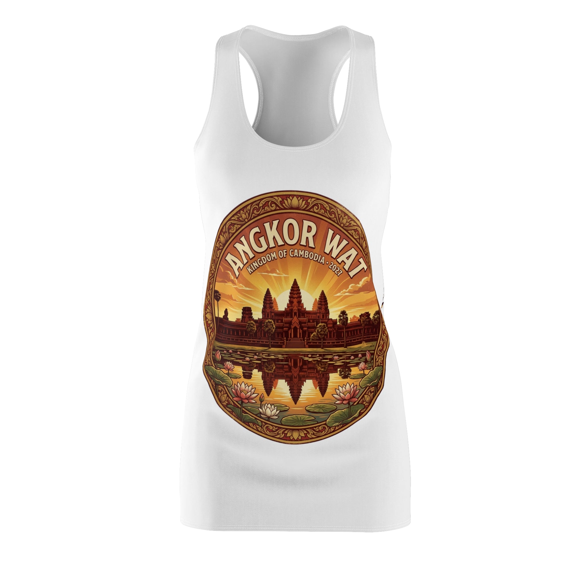 Angkor Wat Sunset Racerback Dress — Cambodian Temple Graphic Dress