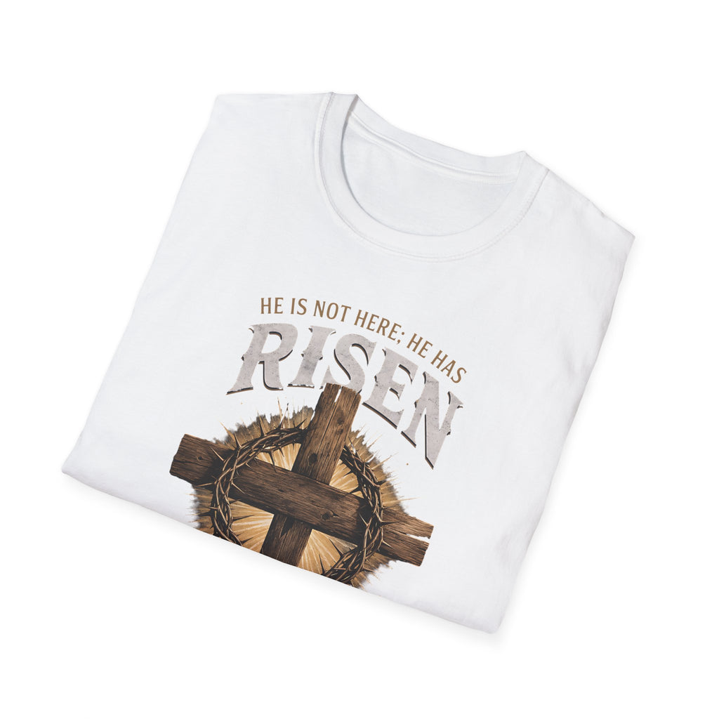 Risen Cross T-Shirt — "He Is Risen Just As He Said" Easter Christian Shirt