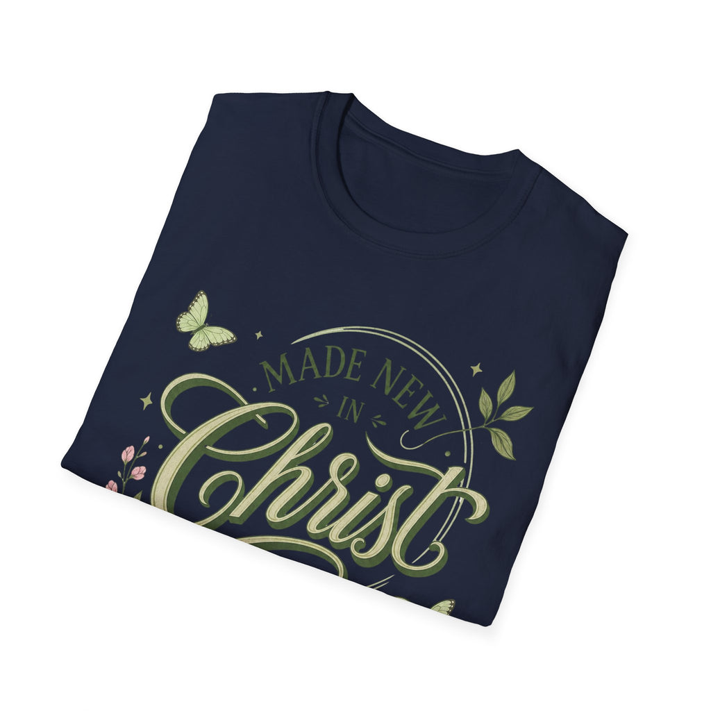 Made New in Christ T-Shirt — Floral Christian Faith Tee (2 Corinthians 5:17)