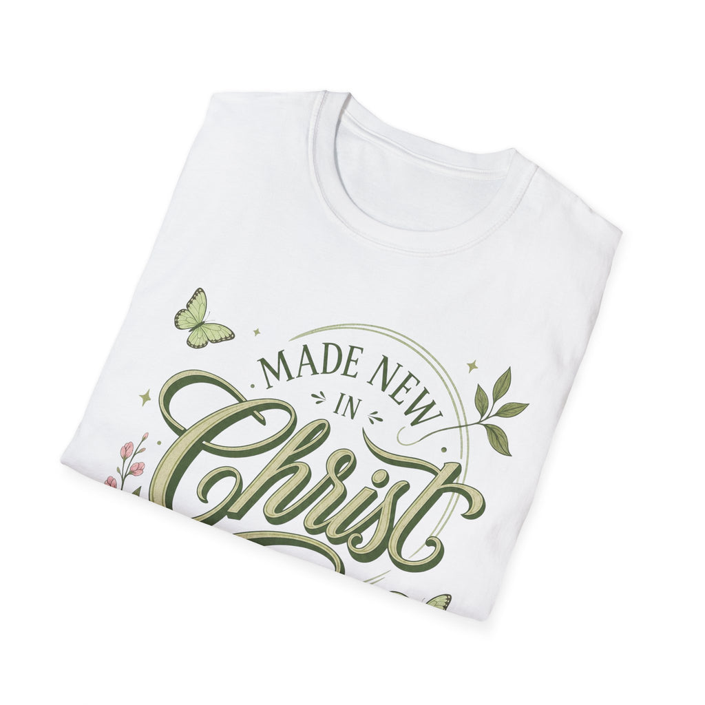 Made New in Christ T-Shirt — Floral Christian Faith Tee (2 Corinthians 5:17)
