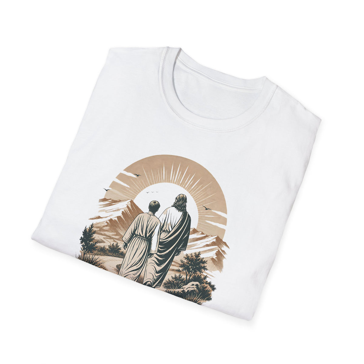 Guided by Grace T-Shirt — Spiritual Christian Tee with Jesus and Angel Illustration