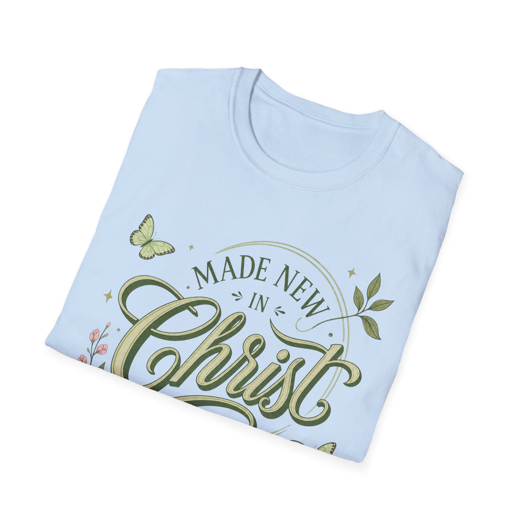 Made New in Christ T-Shirt — Floral Christian Faith Tee (2 Corinthians 5:17)
