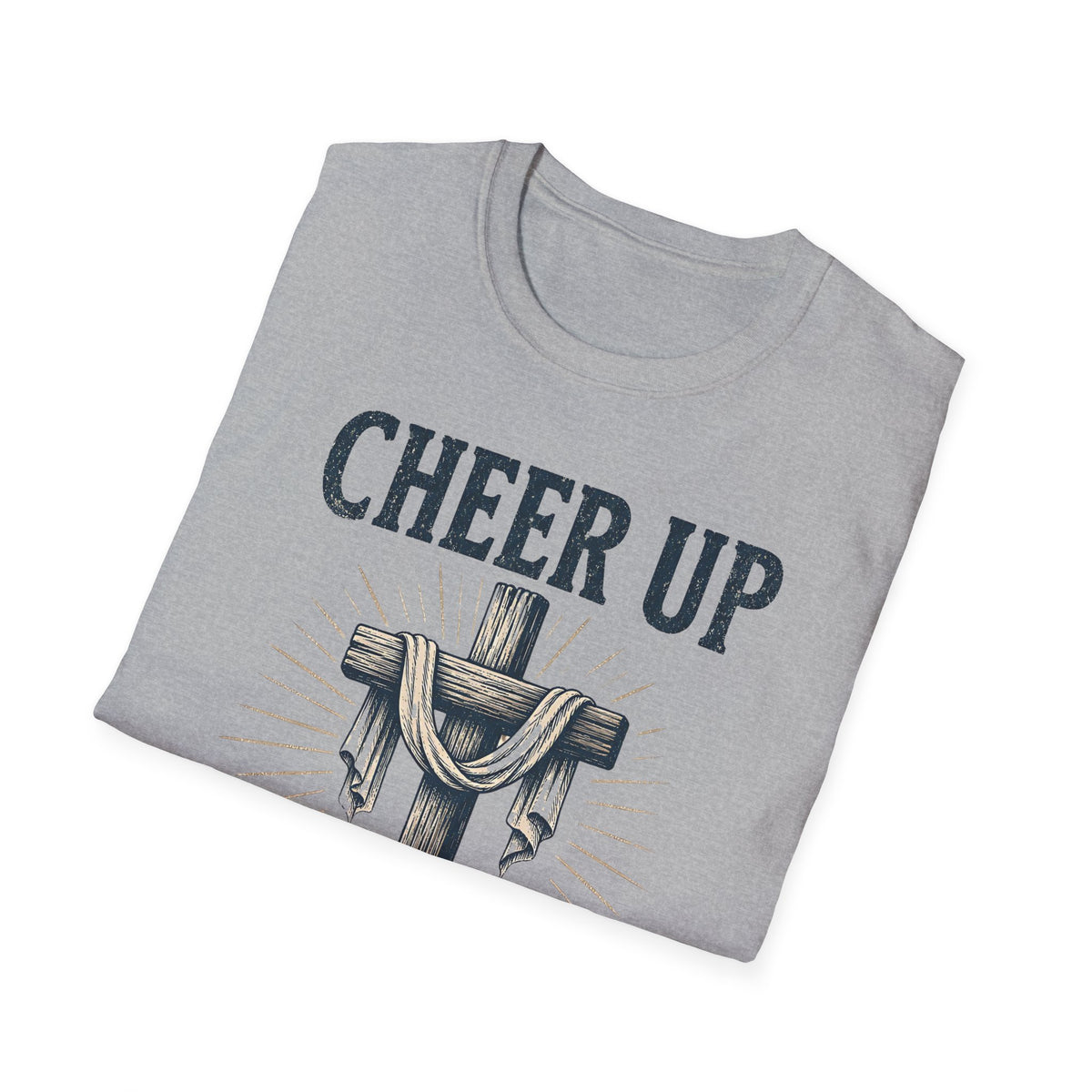 Cheer Up Christian T‑Shirt — John 16:33 Cross Design
