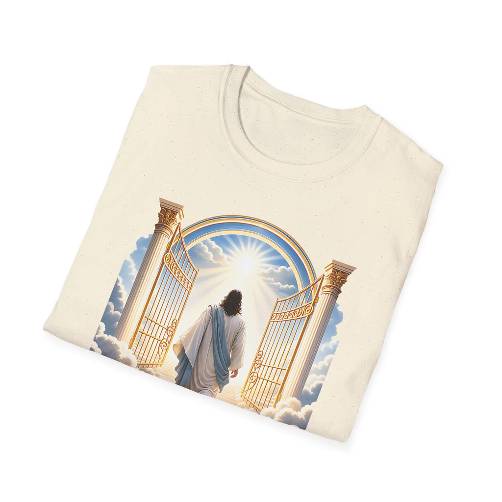 Heaven Gates T-Shirt — Jesus Walking Into Light Christian Faith Tee