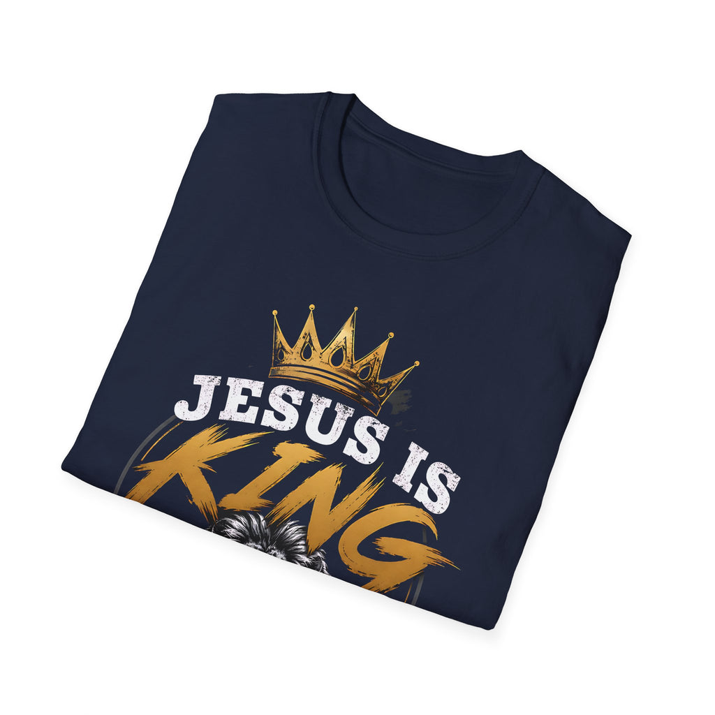 Jesus Is King T-Shirt — Christian Lion Crown Faith Tee (Revelation 19:16)