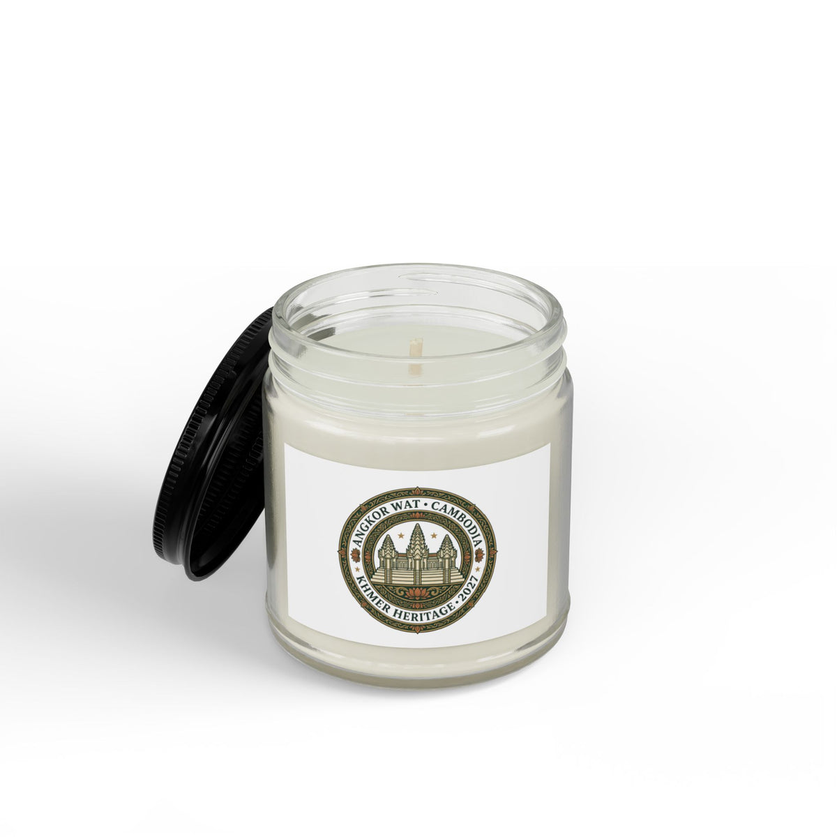 Vela de soja en tarro ámbar — Vela aromática Heritage con tapa negra (113g y 255g)