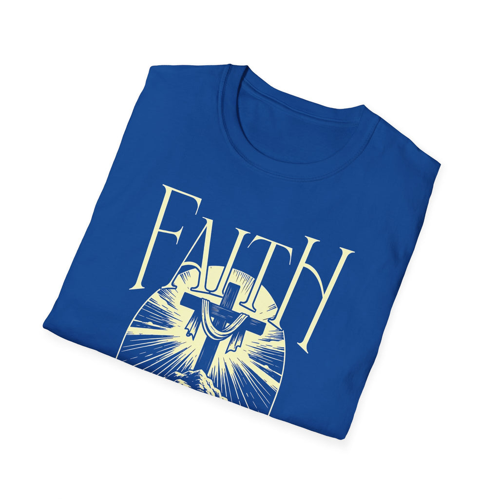Faith Graphic T-Shirt — Cross & Mountains Christian Tee (Trust • Believe • Receive)