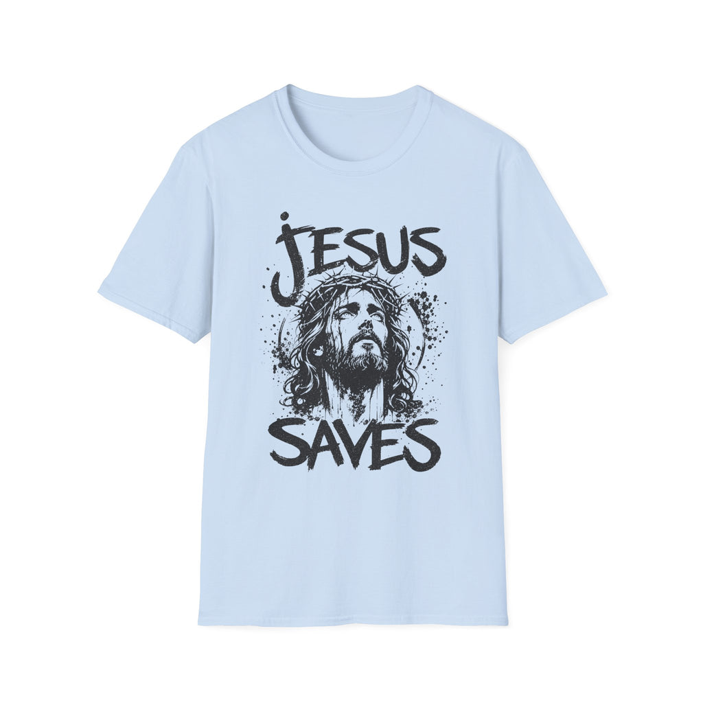 Jesus Saves T‑Shirt — Vintage Portrait Christian Faith Tee