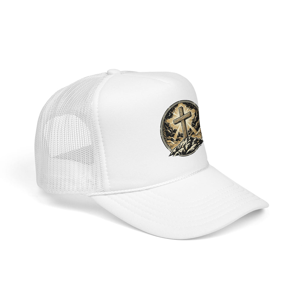 Gorra camionero cruz en la colina | Gorra de malla con fe cristiana