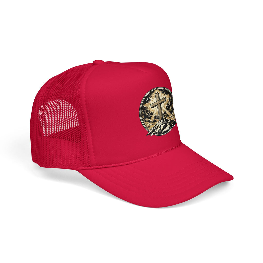 Gorra camionero cruz en la colina | Gorra de malla con fe cristiana