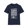 Motivational Mountain T-Shirt — "Dream Plan Focus Achieve" Graphic Tee