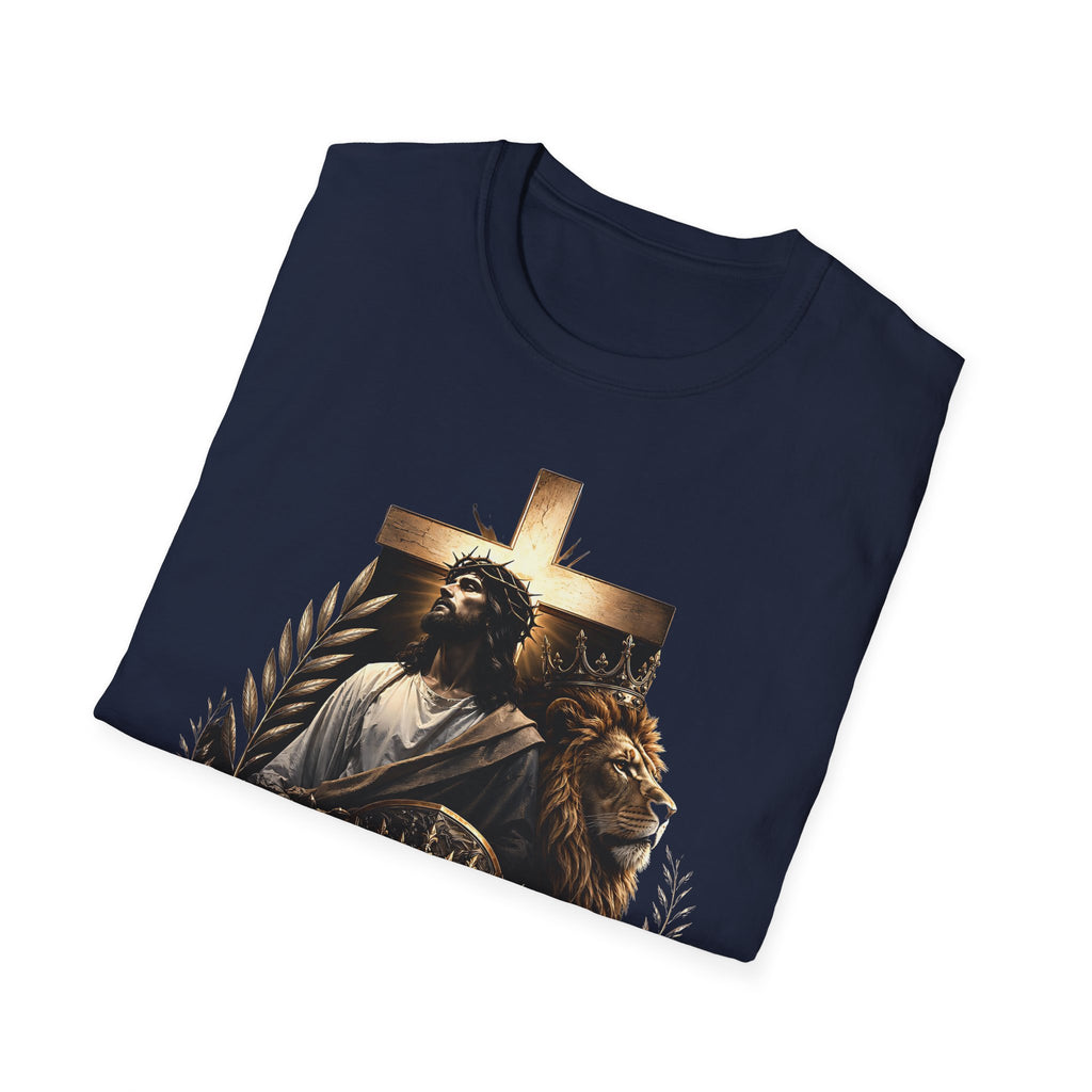 Jesus Is King T-Shirt — Christian Faith Graphic Tee with Cross & Lion Design