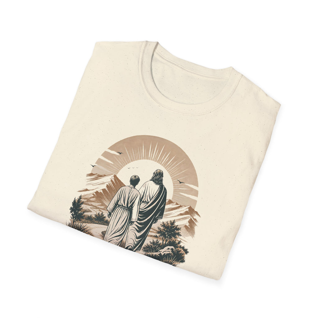 Guided by Grace T-Shirt — Spiritual Christian Tee with Jesus and Angel Illustration