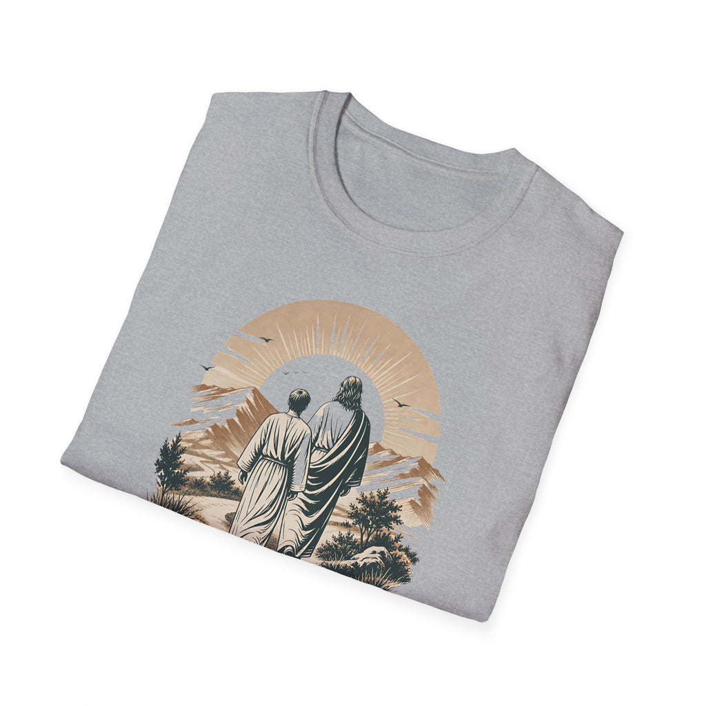 Guided by Grace T-Shirt — Spiritual Christian Tee with Jesus and Angel Illustration