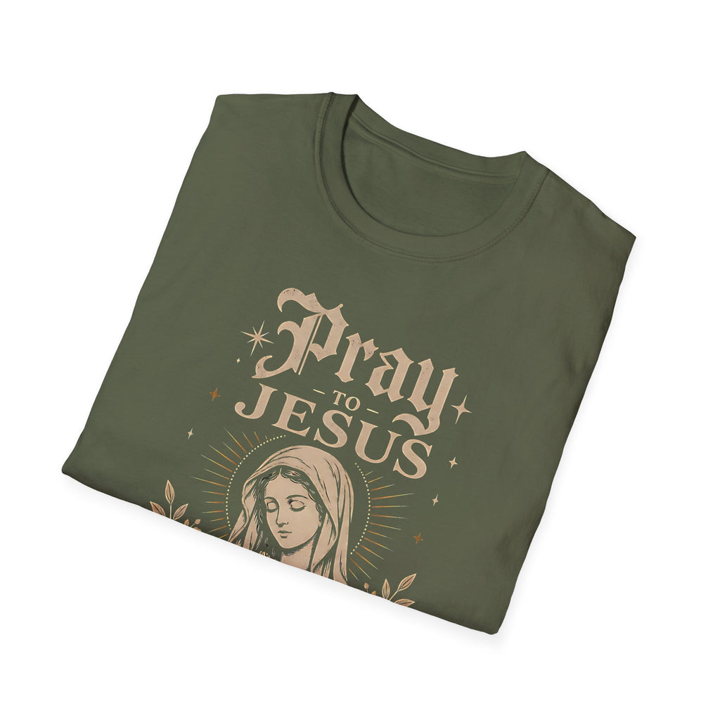 Pray to Jesus Graphic T-Shirt — Vintage Marian Faith Tee