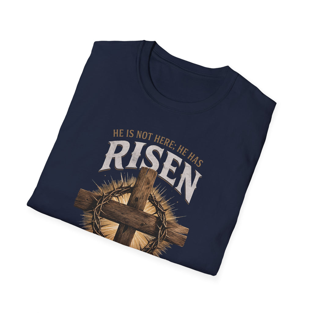 Risen Cross T-Shirt — "He Is Risen Just As He Said" Easter Christian Shirt