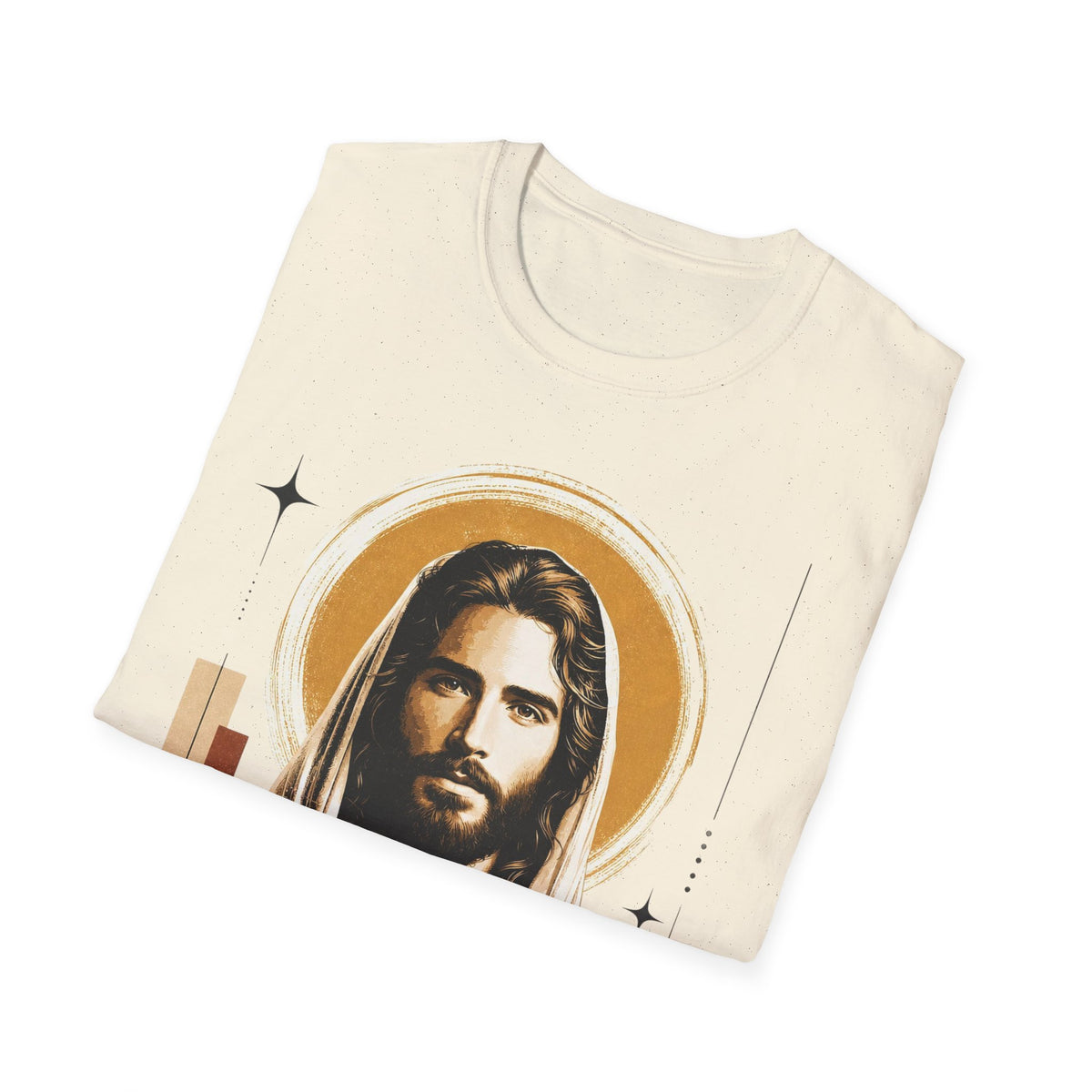 Jesus Portrait T-Shirt — Vintage Halo Christian Tee for Faith & Church