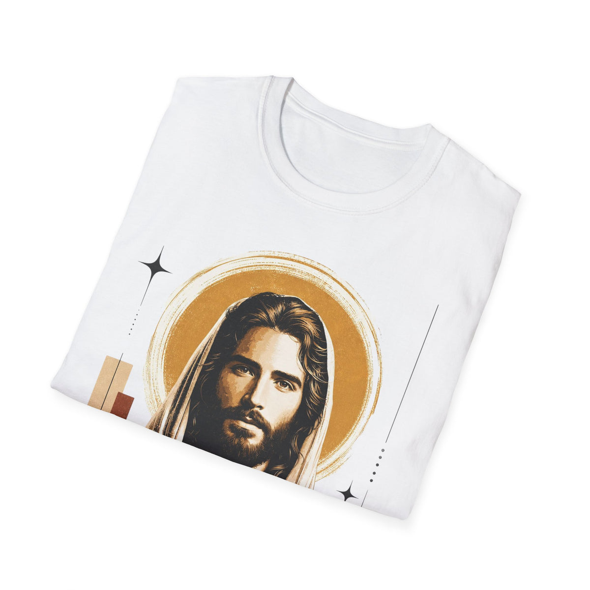 Jesus Portrait T-Shirt — Vintage Halo Christian Tee for Faith & Church