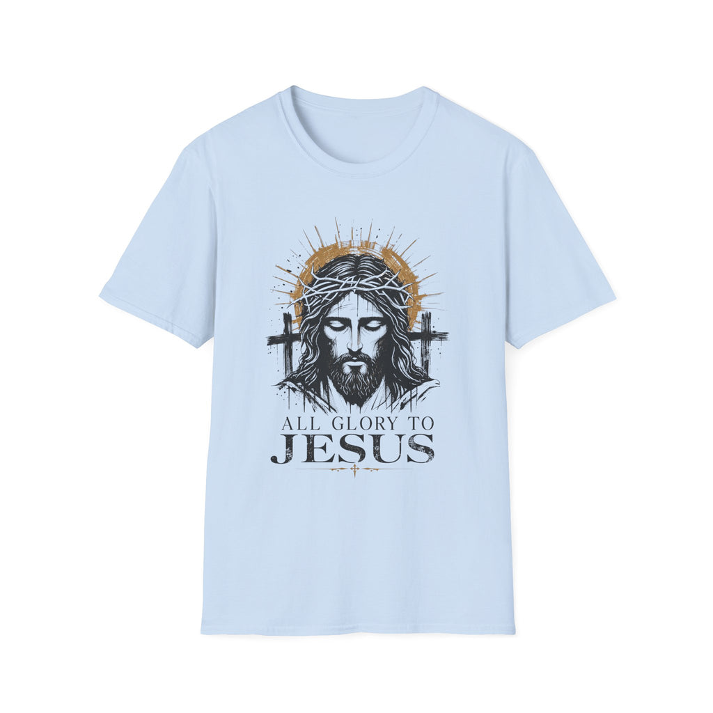 Jesus Portrait T-Shirt — "All Glory to Jesus" Christian Faith Tee