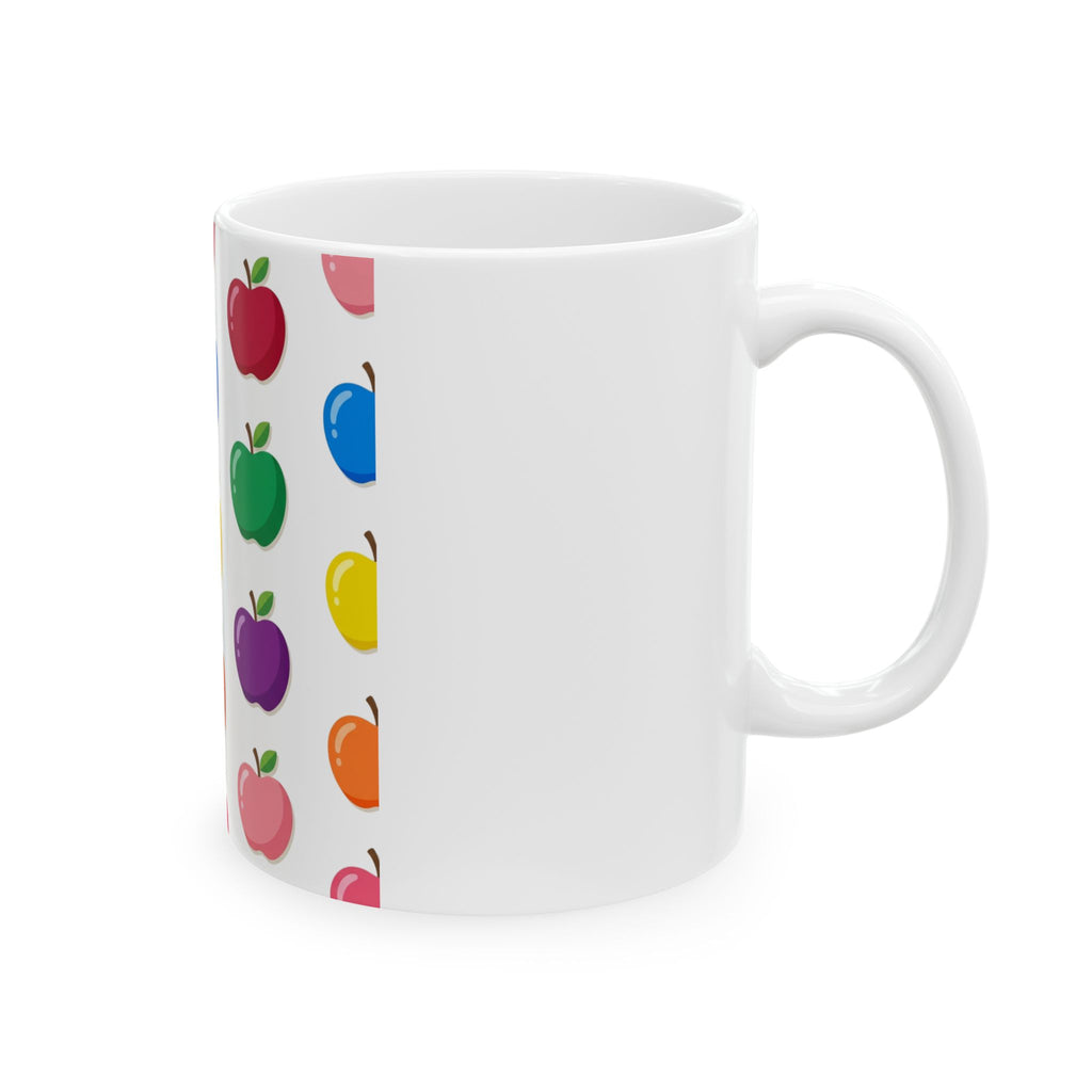 Taza de cerámica con patrón de manzanas coloridas — Taza de café con frutas arcoíris (325 ml y 444 ml)
