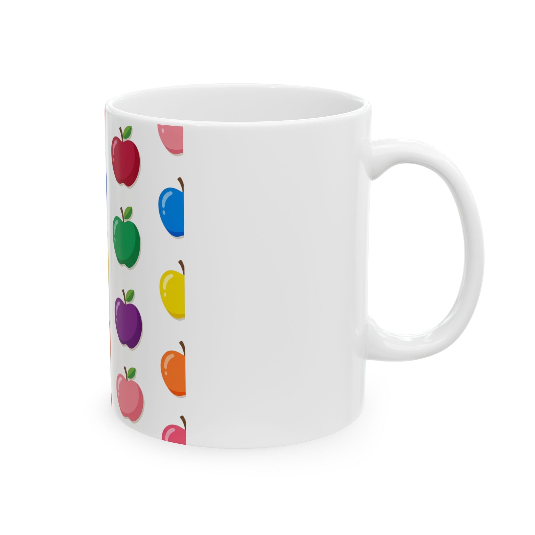 Colorful Apple Pattern Ceramic Mug — Rainbow Fruit Coffee Cup (11oz & 15oz)
