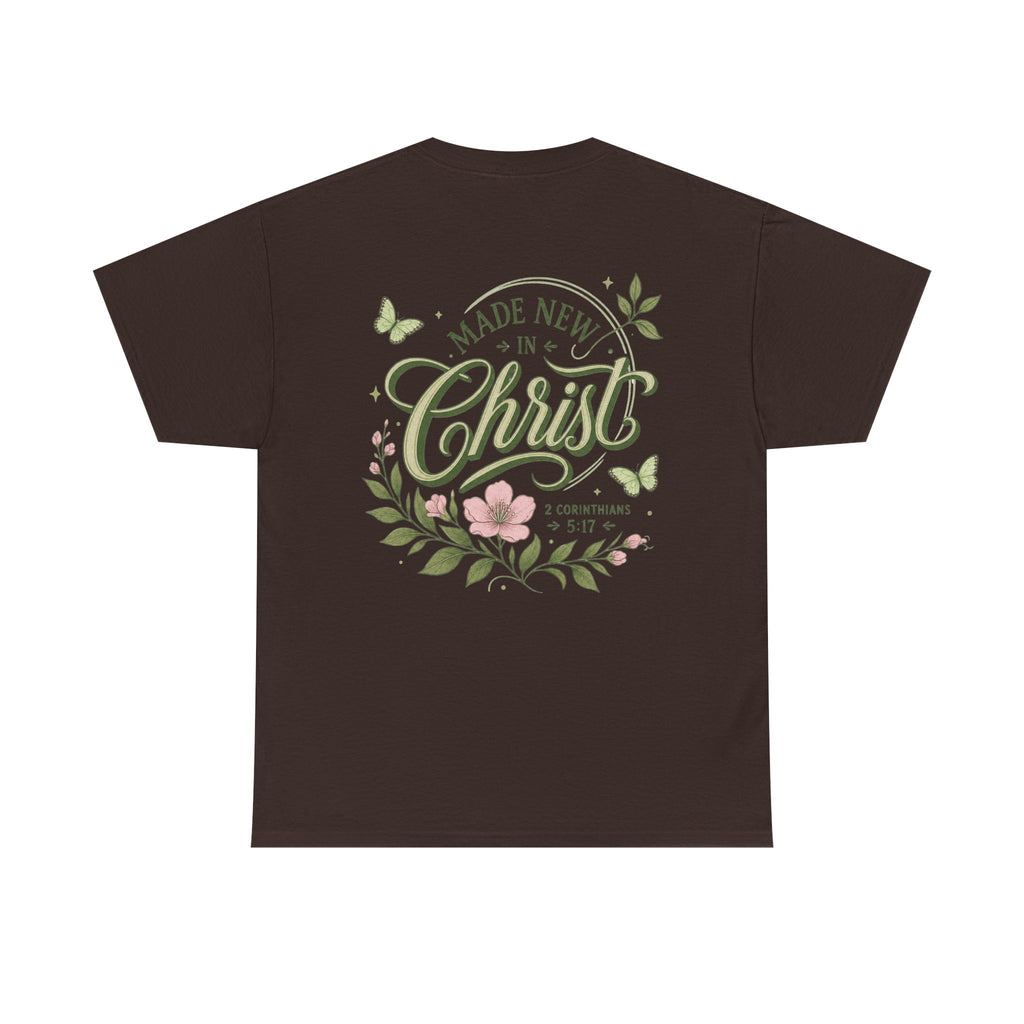 Made New in Christ Floral T-Shirt — Christian Faith Scripture Tee (2 Corinthians 5:17)
