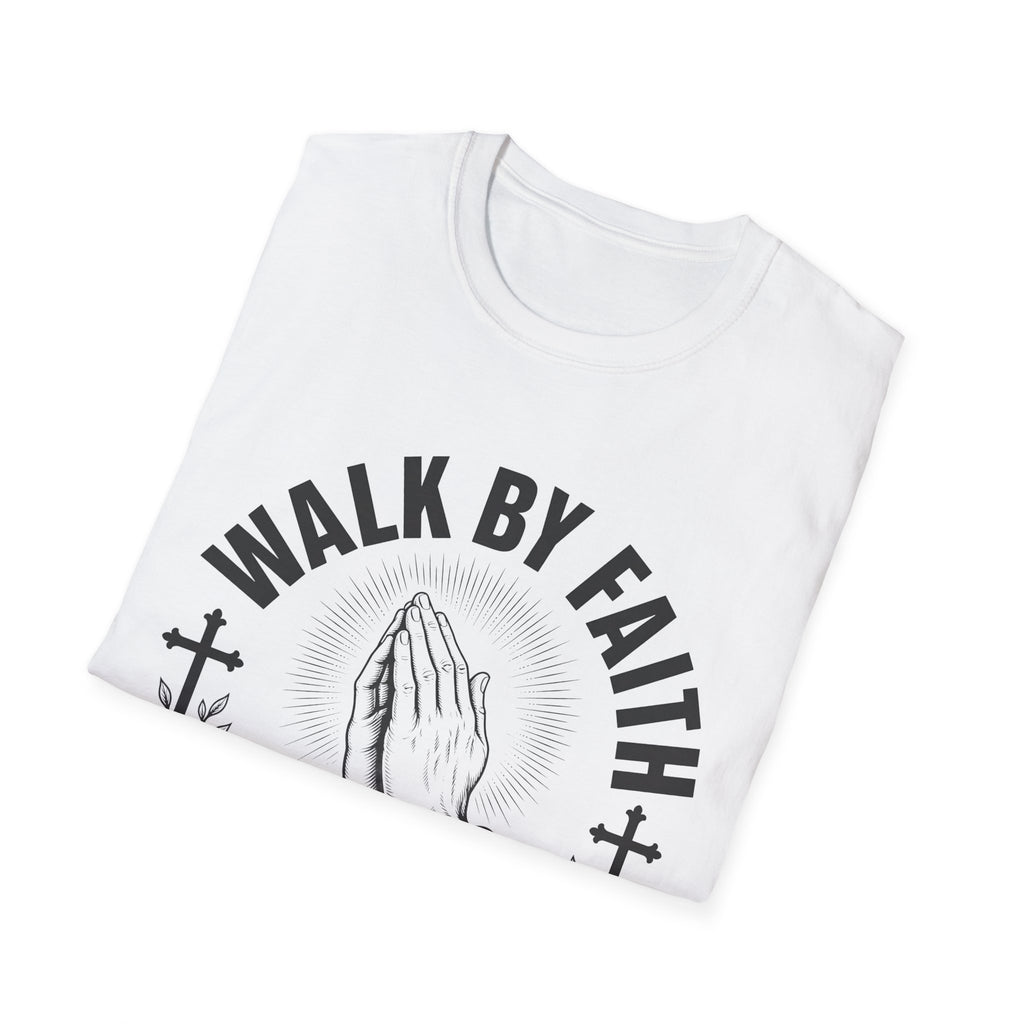 Walk By Faith T-Shirt — Praying Hands Christian Tee (Trust • Believe • Receive)