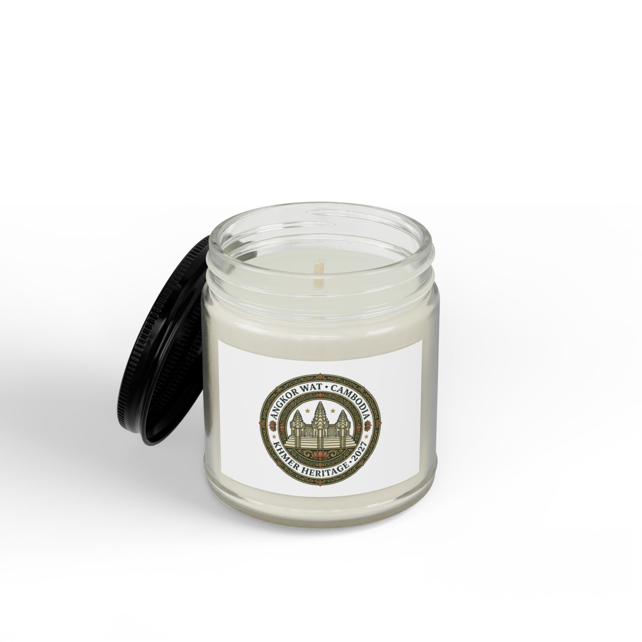 Vela de soja en tarro ámbar — Vela aromática Heritage con tapa negra (113g y 255g)