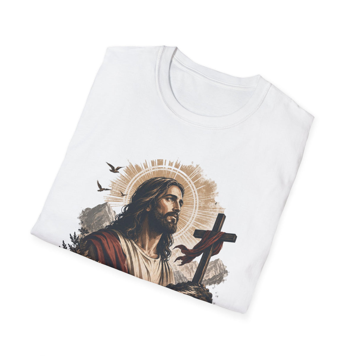 Jesus Christ Portrait T-Shirt — Faith Christian Tee with Cross & ‘Jesus Christ’ Banner