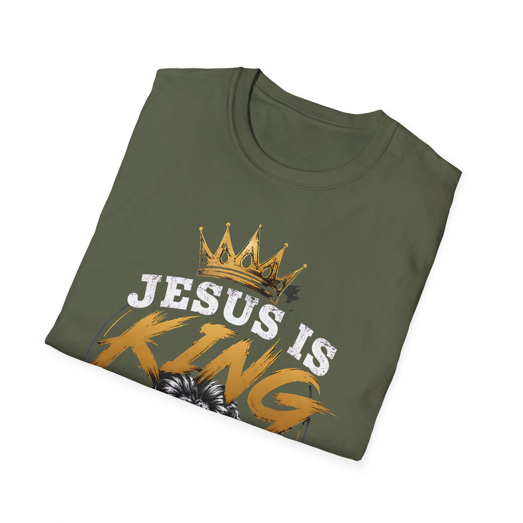 Jesus Is King T-Shirt — Christian Lion Crown Faith Tee (Revelation 19:16)