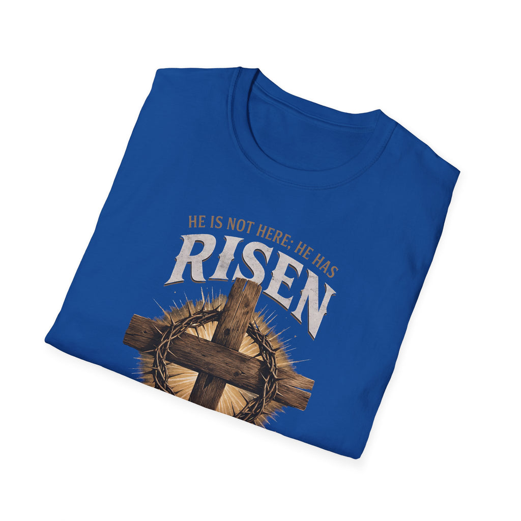 Risen Cross T-Shirt — "He Is Risen Just As He Said" Easter Christian Shirt