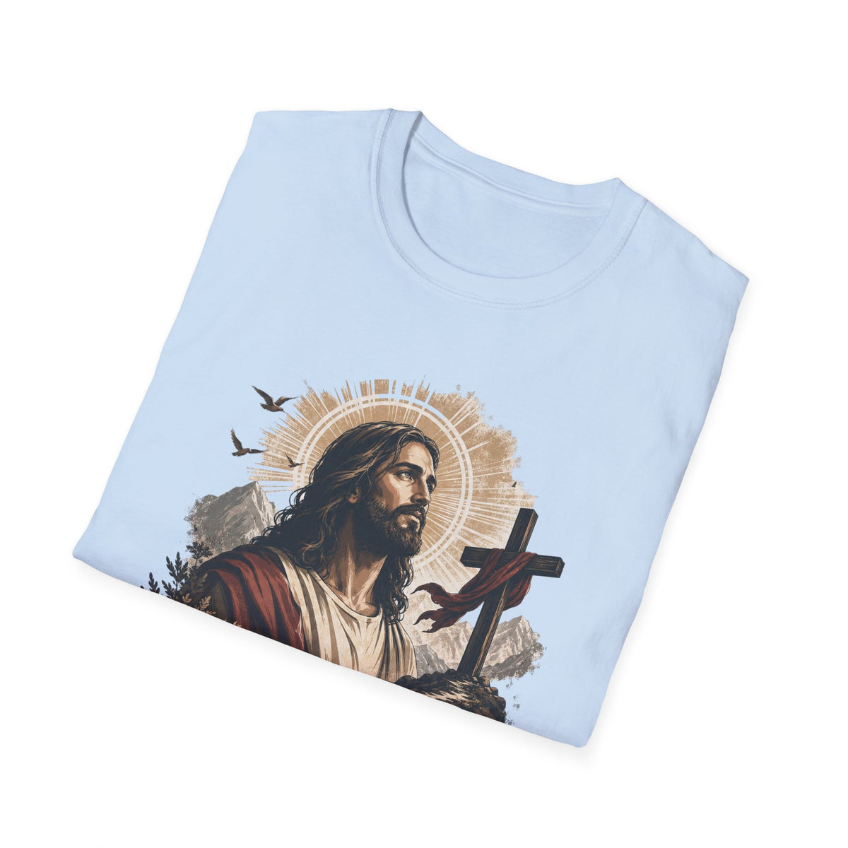 Jesus Christ Portrait T-Shirt — Faith Christian Tee with Cross & ‘Jesus Christ’ Banner