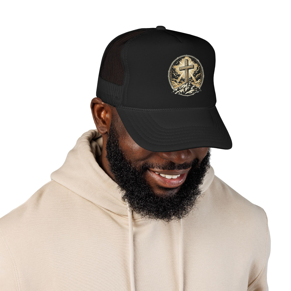 Cross on Hill Trucker Hat | Christian Faith Mesh Cap