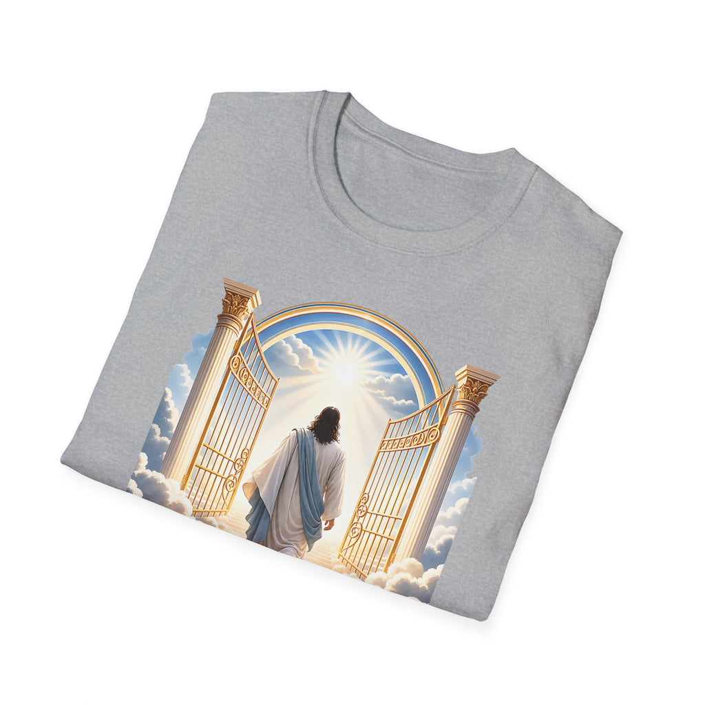Heaven Gates T-Shirt — Jesus Walking Into Light Christian Faith Tee