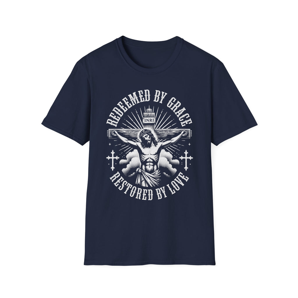 Redeemed by Grace 'Restored by Love' T-Shirt — Christian Faith Graphic Tee