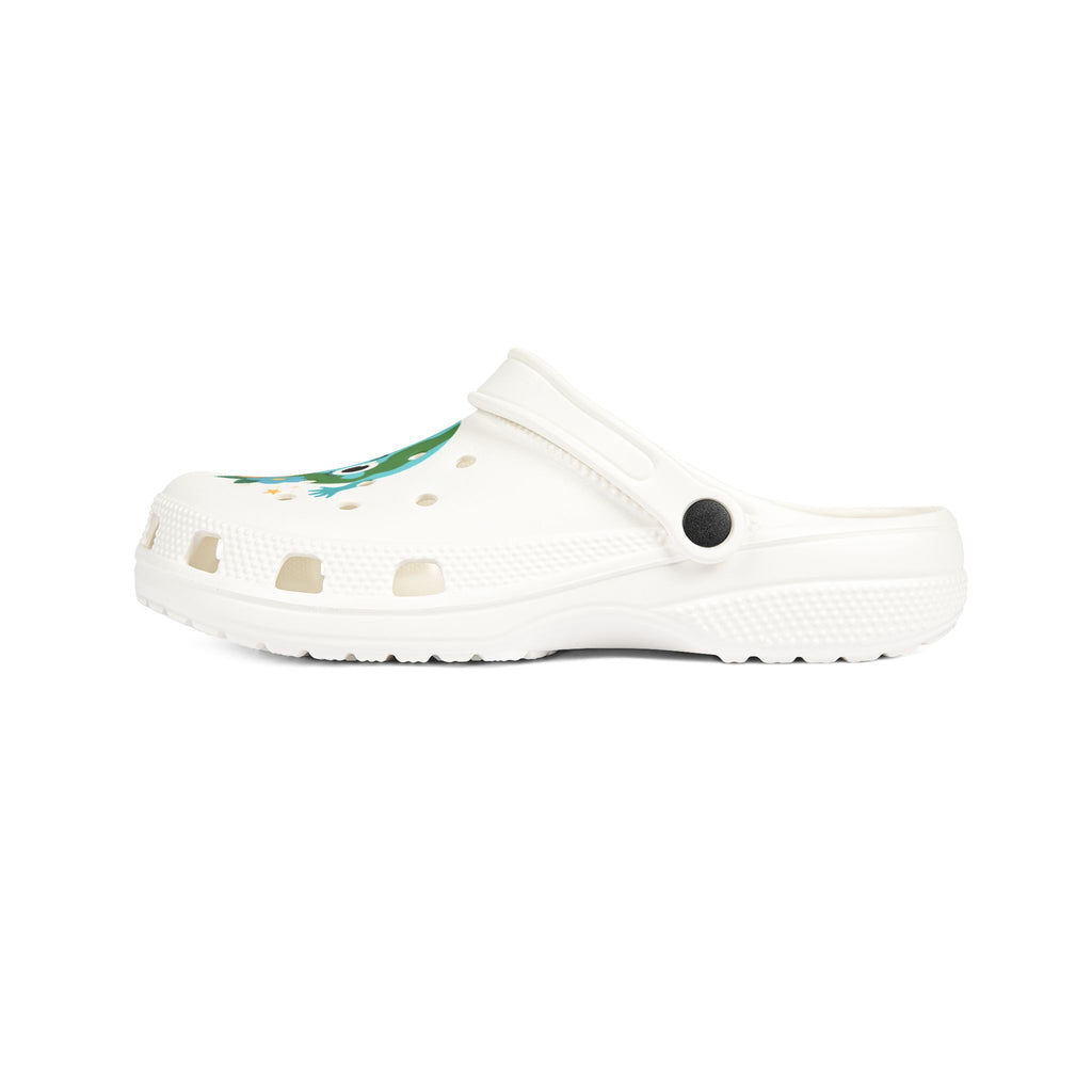 Zuecos de EVA con diseño de la Tierra de dibujos animados — Zapatos sin cordones con estampado floral del planeta