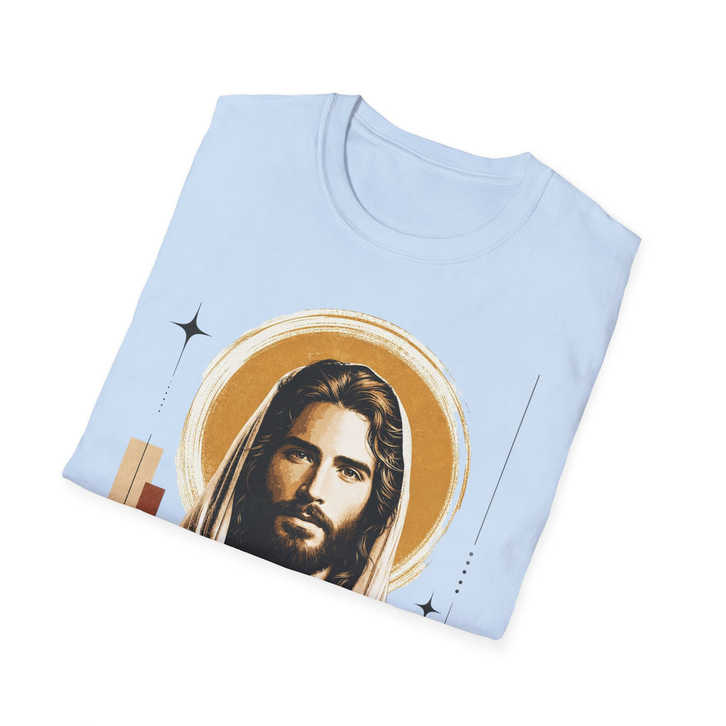 Jesus Portrait T-Shirt — Vintage Halo Christian Tee for Faith & Church