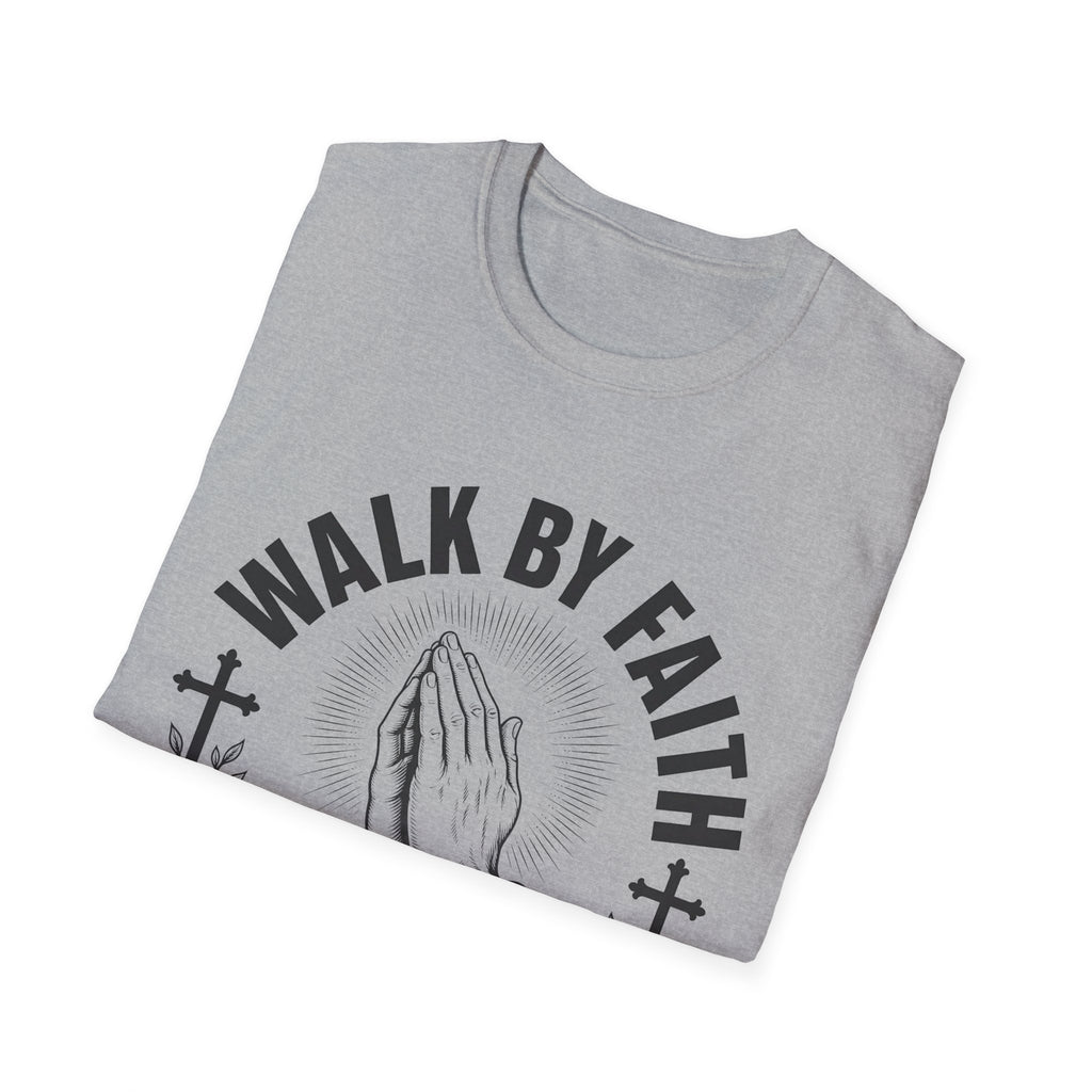 Walk By Faith T-Shirt — Praying Hands Christian Tee (Trust • Believe • Receive)