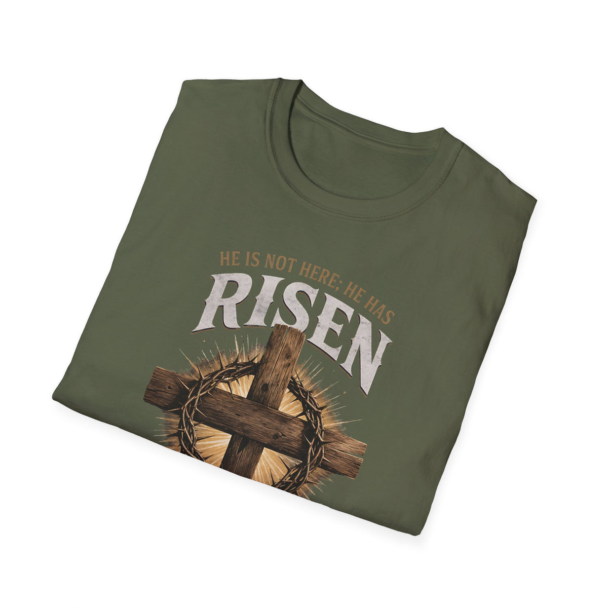 Risen Cross T-Shirt — "He Is Risen Just As He Said" Easter Christian Shirt