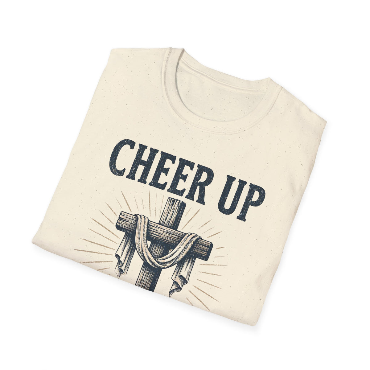 Cheer Up Christian T‑Shirt — John 16:33 Cross Design