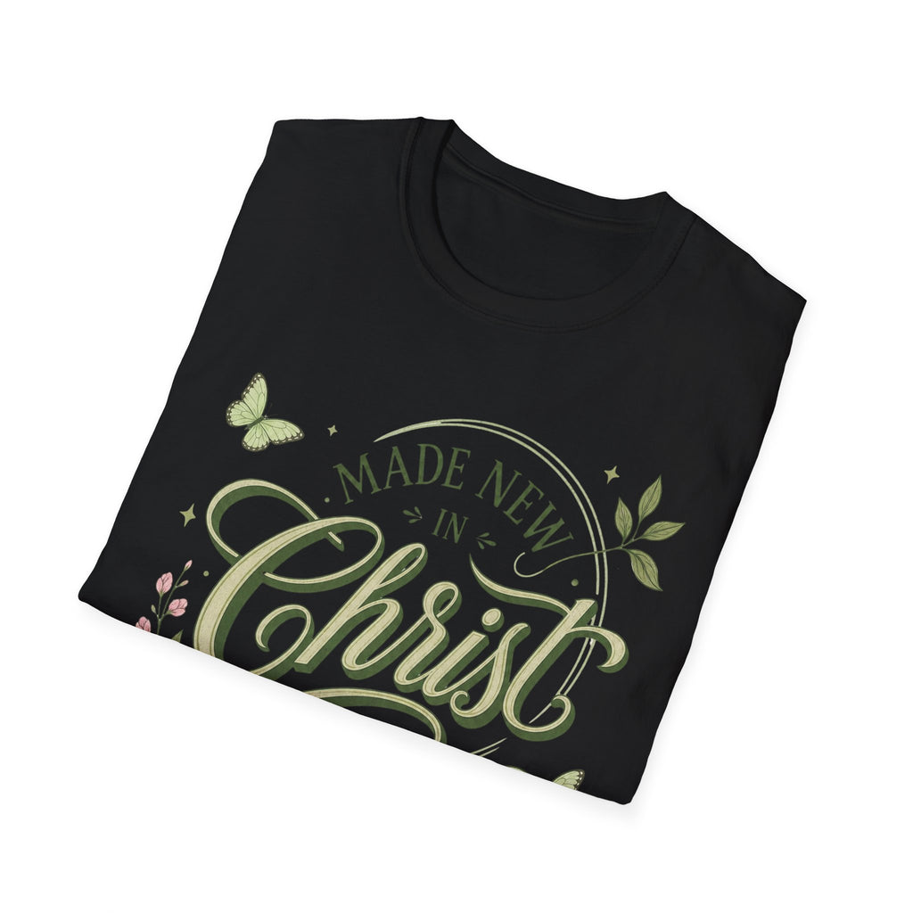 Made New in Christ T-Shirt — Floral Christian Faith Tee (2 Corinthians 5:17)