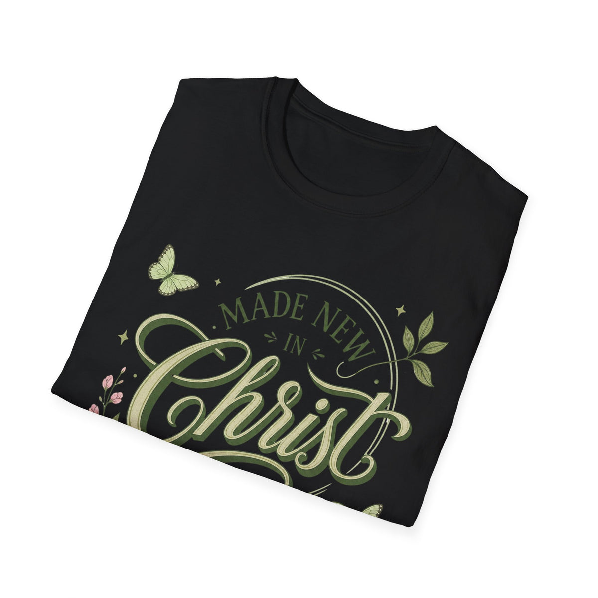 Made New in Christ T-Shirt — Floral Christian Faith Tee (2 Corinthians 5:17)