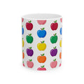Taza de cerámica con patrón de manzanas coloridas — Taza de café con frutas arcoíris (325 ml y 444 ml)