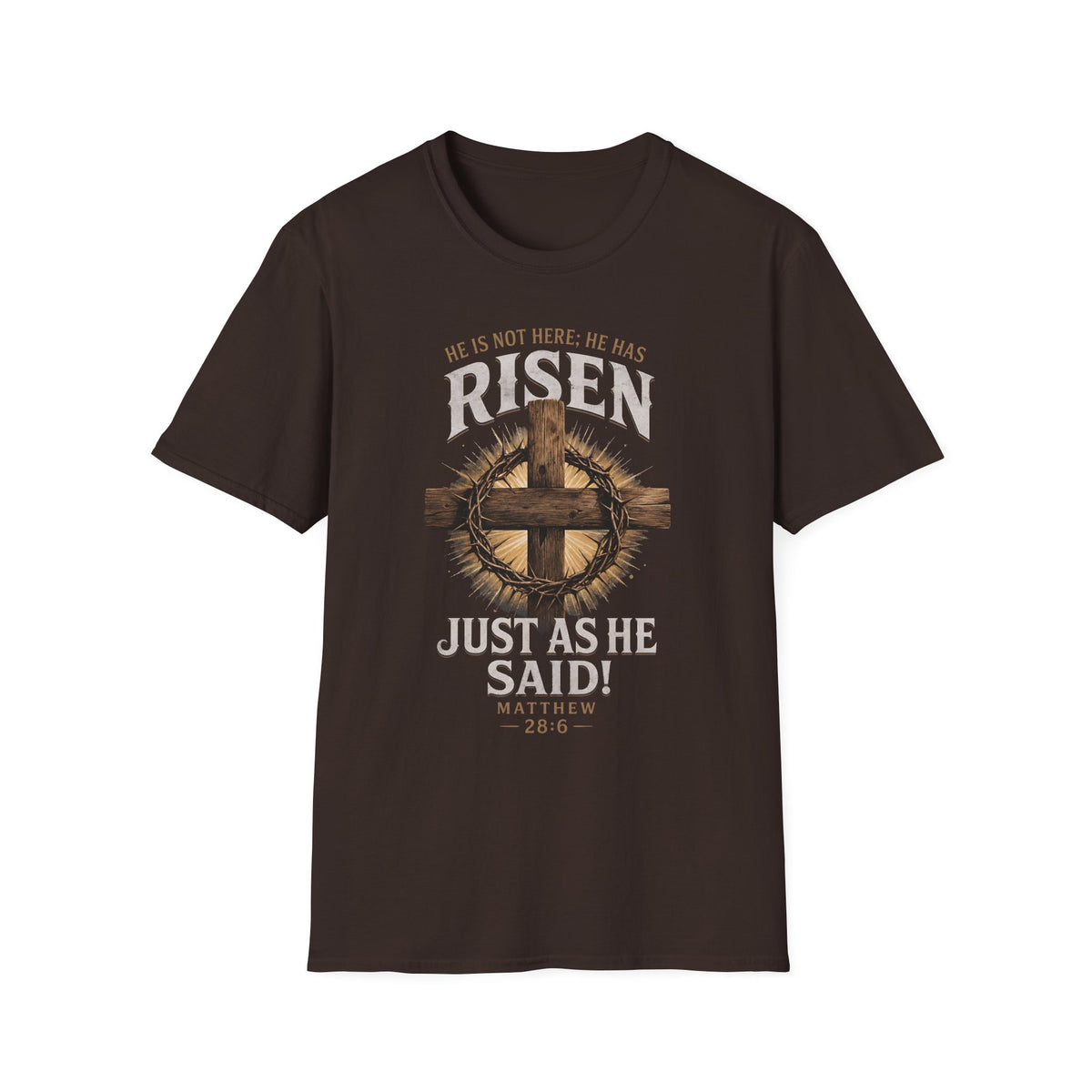 Risen Cross T-Shirt — "He Is Risen Just As He Said" Easter Christian Shirt